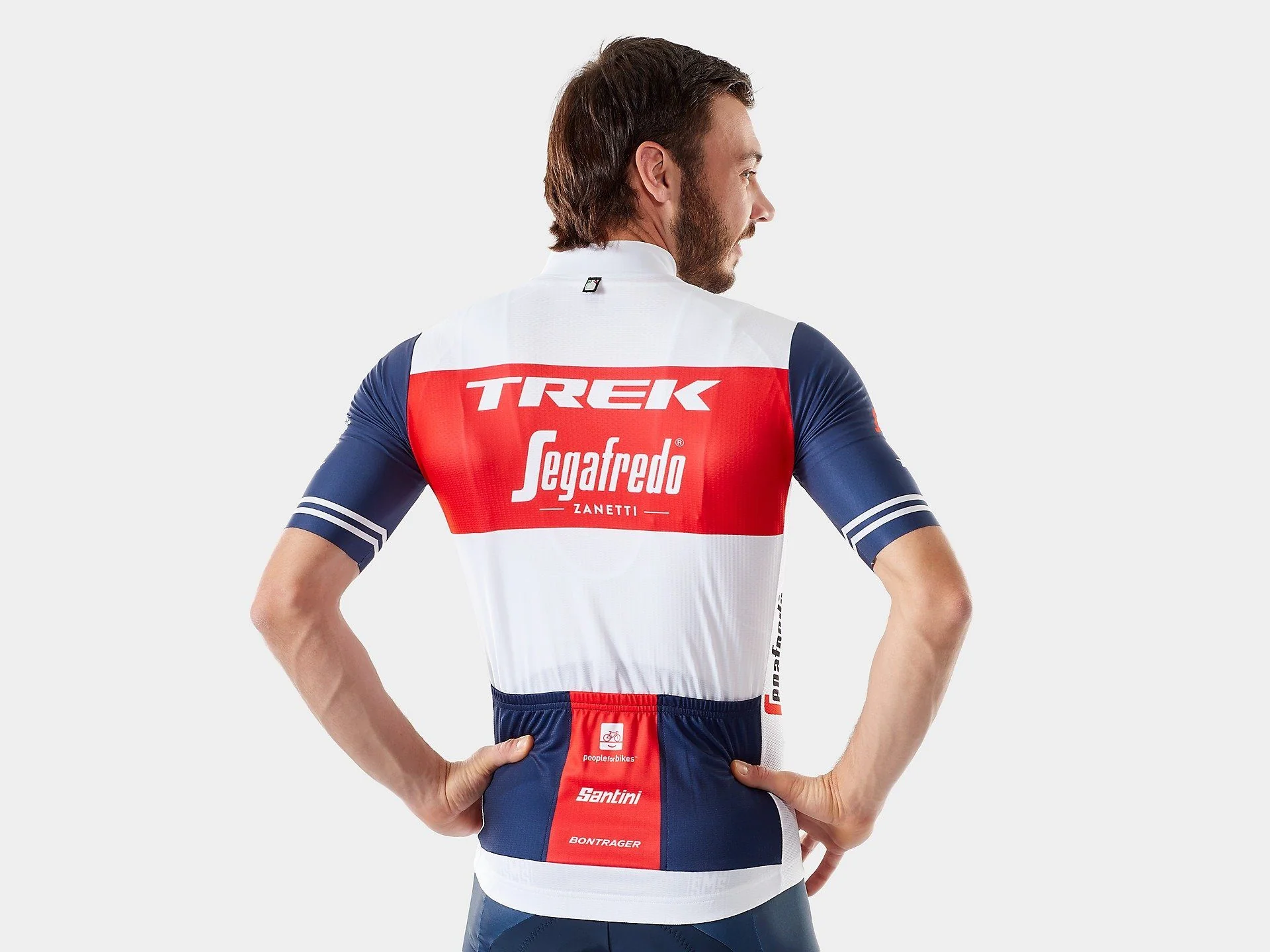 Camisa Santini Masculina TREK-Segafredo Branca/Azul/Vermelha - Image 5