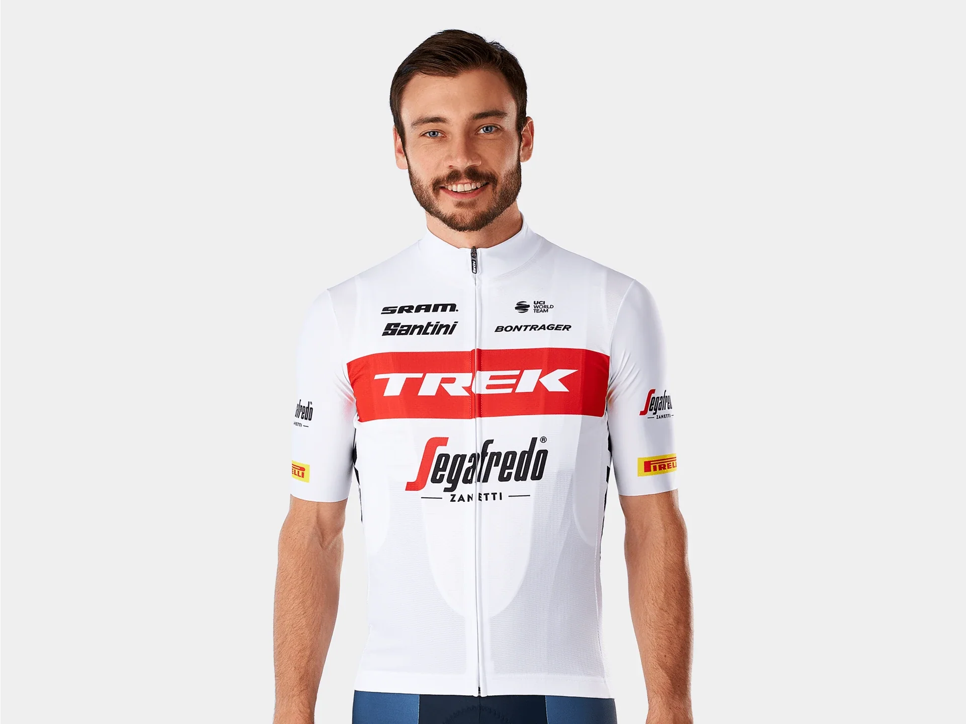 Camisa Santini Masculina TREK-Segafredo Branca/Vermelha