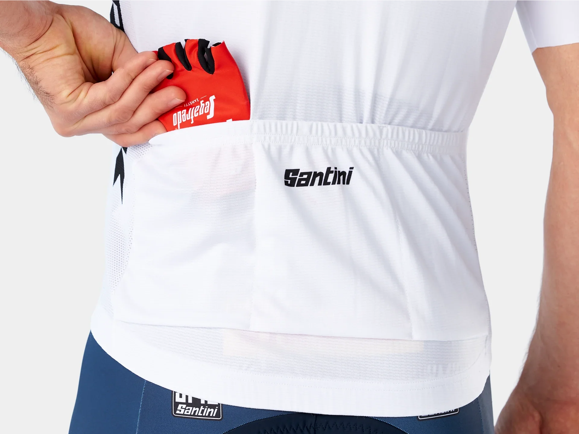 Camisa Santini Masculina TREK-Segafredo Branca/Vermelha - Image 3