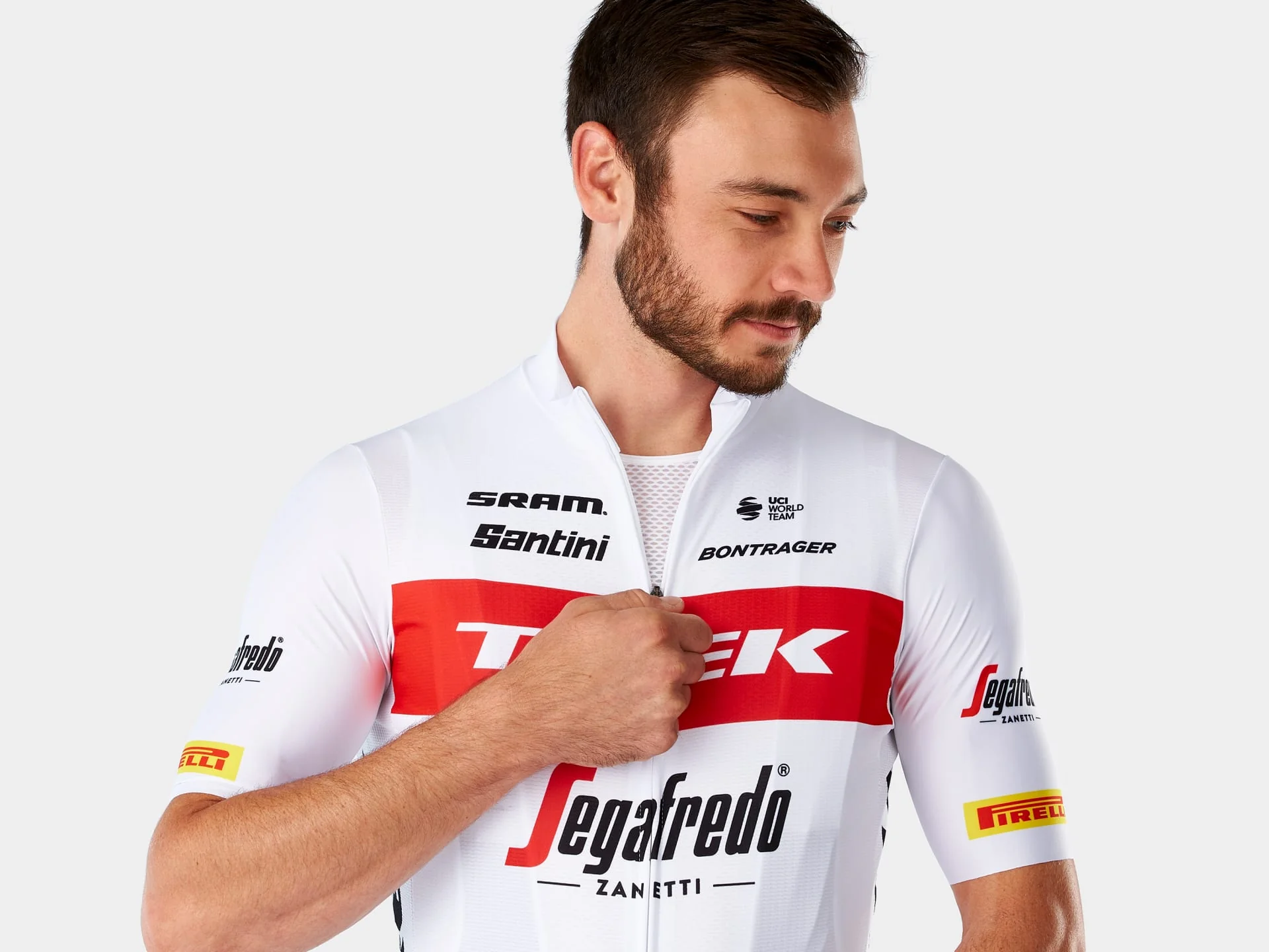 Camisa Santini Masculina TREK-Segafredo Branca/Vermelha - Image 5